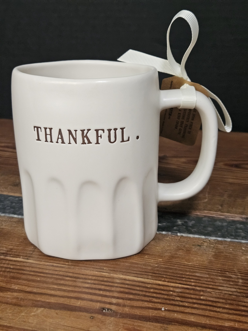 Rae Dunn Thankful White Ceramic Mug - Everyday Gratitude